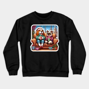 Most Wonderful Time Of The Year Beagle Dog Siamese Cat Ugly Christmas Sweater Hot Chocolate Home Let It Snow Crewneck Sweatshirt